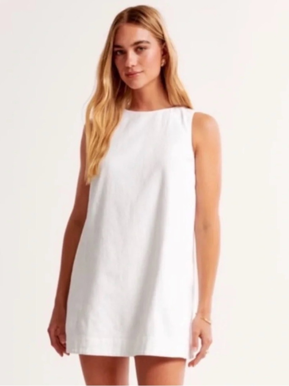 Abercrombie & Fitch White Sleeveless A-Line Linen Shift Dress